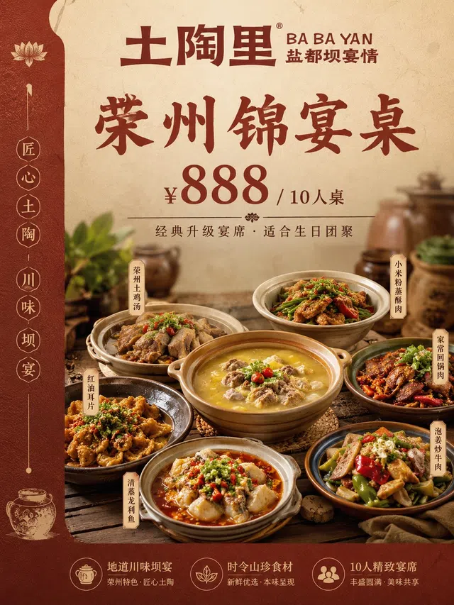 荣州锦宴桌海报